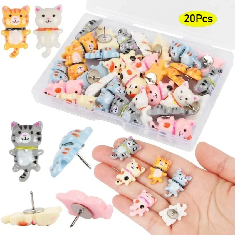 20Pcs Cute Resin Cat Push Pins - Office Furniture Online 评论和价格
