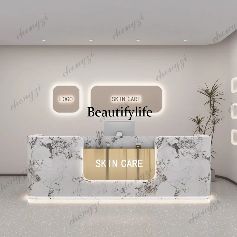 01A Logo Beauty Reception Desk - Office Furniture Logo 评论和价格