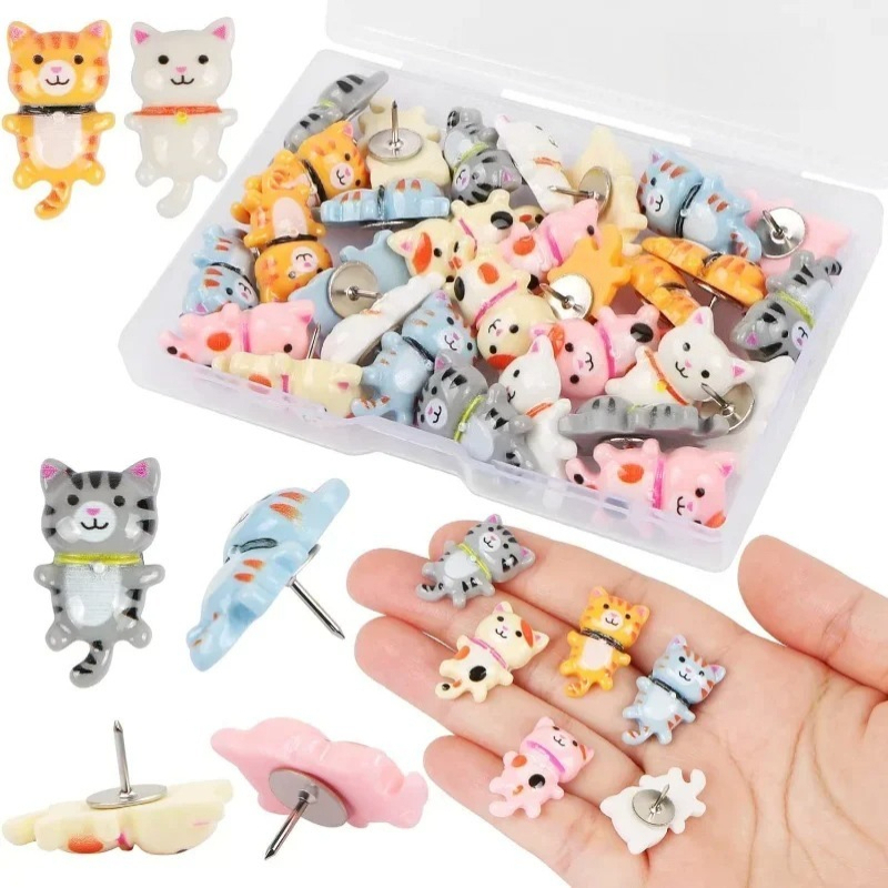 30Pcs Cute Resin Cat Push Pins - Office Furniture Online 评论和价格