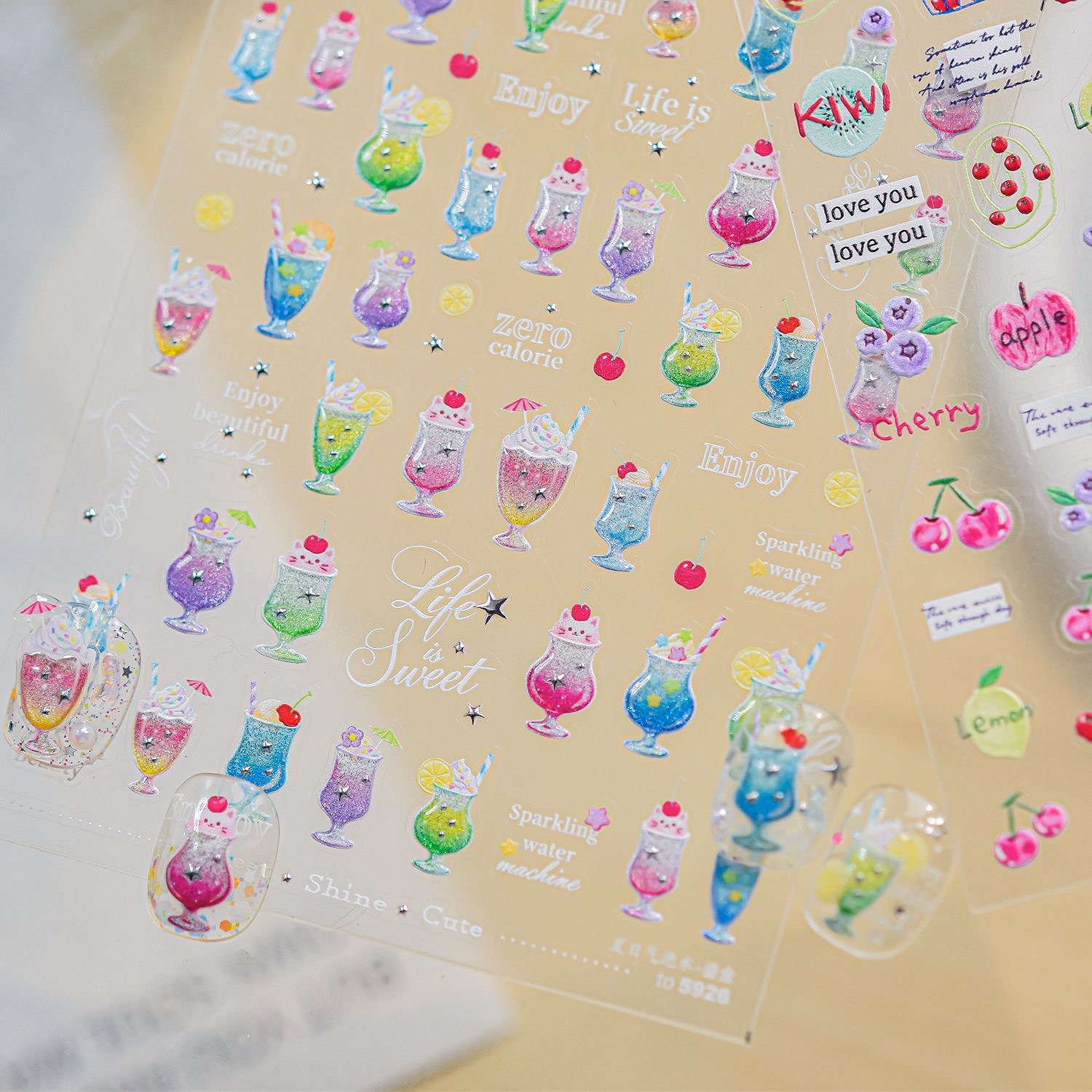 Lovely Juicy Fruits Nail Decal - Paper Basket Mesh 评论和价格