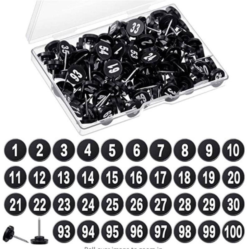 100Pcs Round Numbered Pushpins - Office Furniture Online 评论和价格