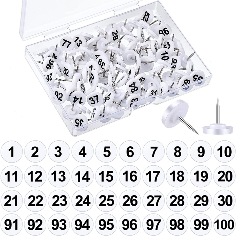 100Pcs Round Numbered Pushpins - Office Furniture Online 评论和价格